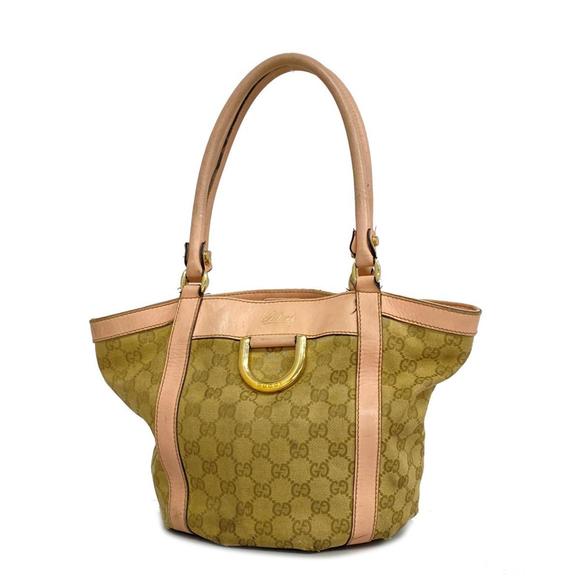 Gucci Handbags - Gucci Tote Bag GG Canvas 211983 Leather Pink Beige Champagne Women's